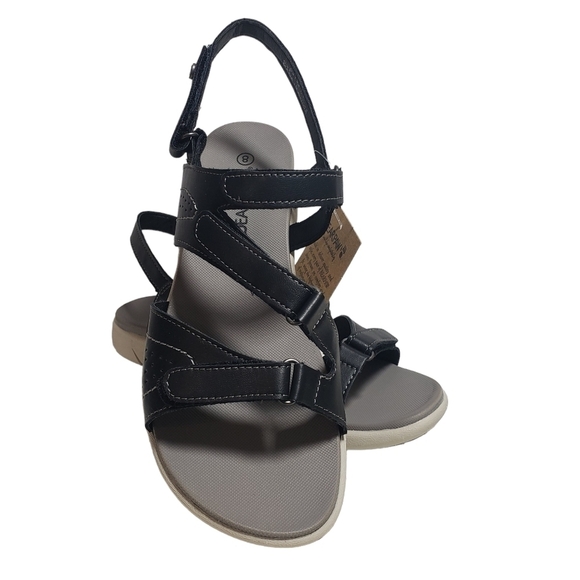 BearPaw Reed Black Open Toe Slingback Flat Sandals Sz 8 - Picture 1 of 11